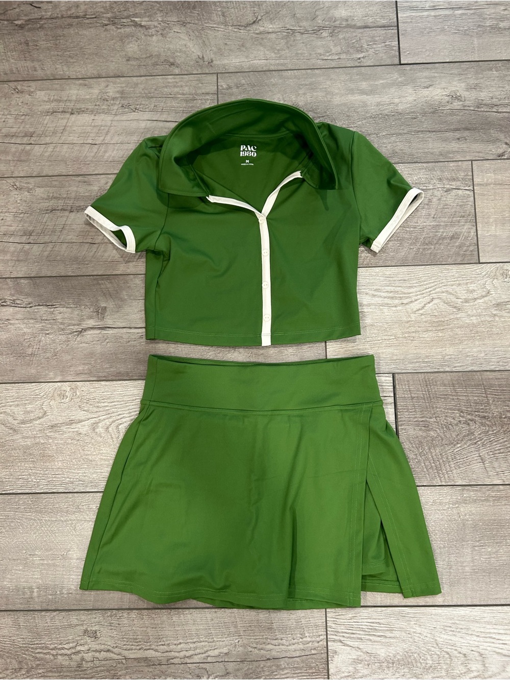 PacSun Active Green Polo Crop Top & Skort Set